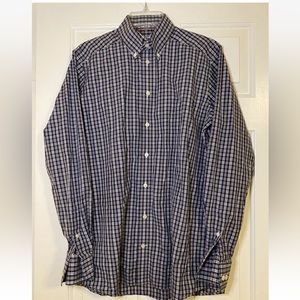 Eton Contemporary Button Down Shirt‎ L/S Blue/Red Plaid Men's size 40 15.5